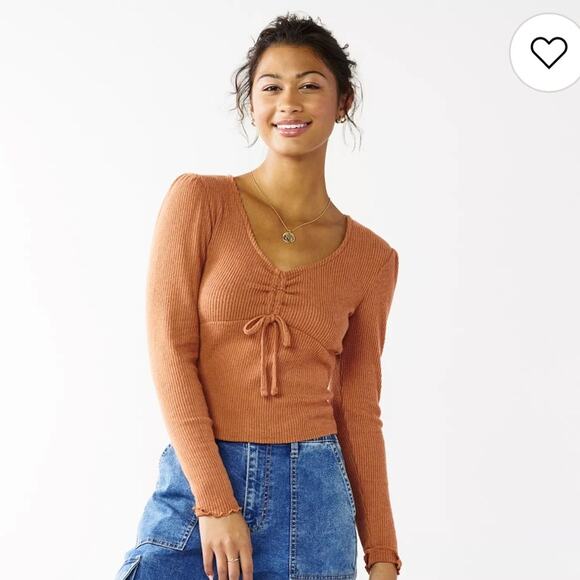 SO Tops - Brand NEW Kohl’s SO Junior’s Cozy Super Soft  Cinnamon Coffee Cinch Top, Small